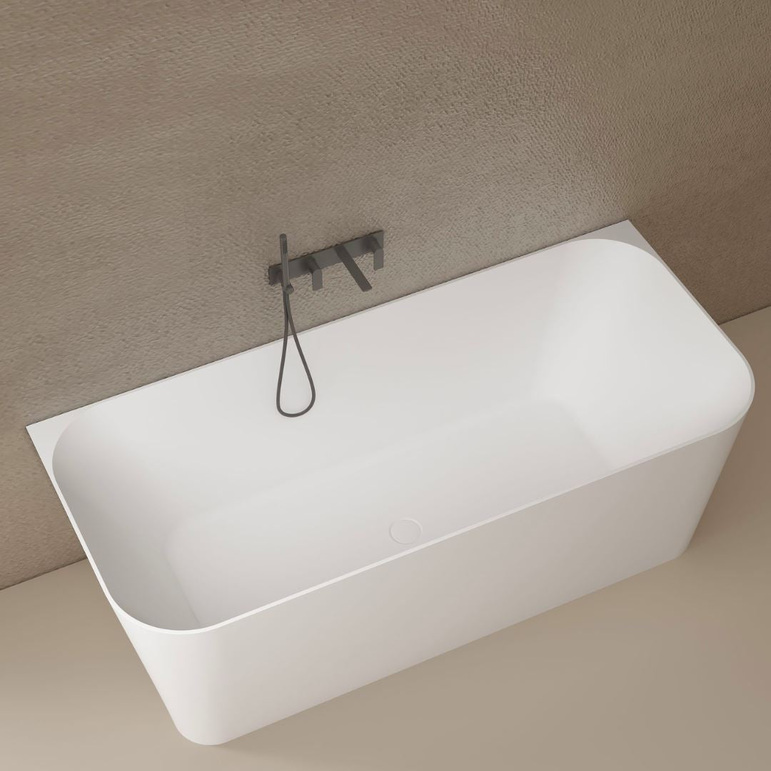 CLIO 1700mm Back to Wall Free Standing Bath Matte White Baths AROVA 