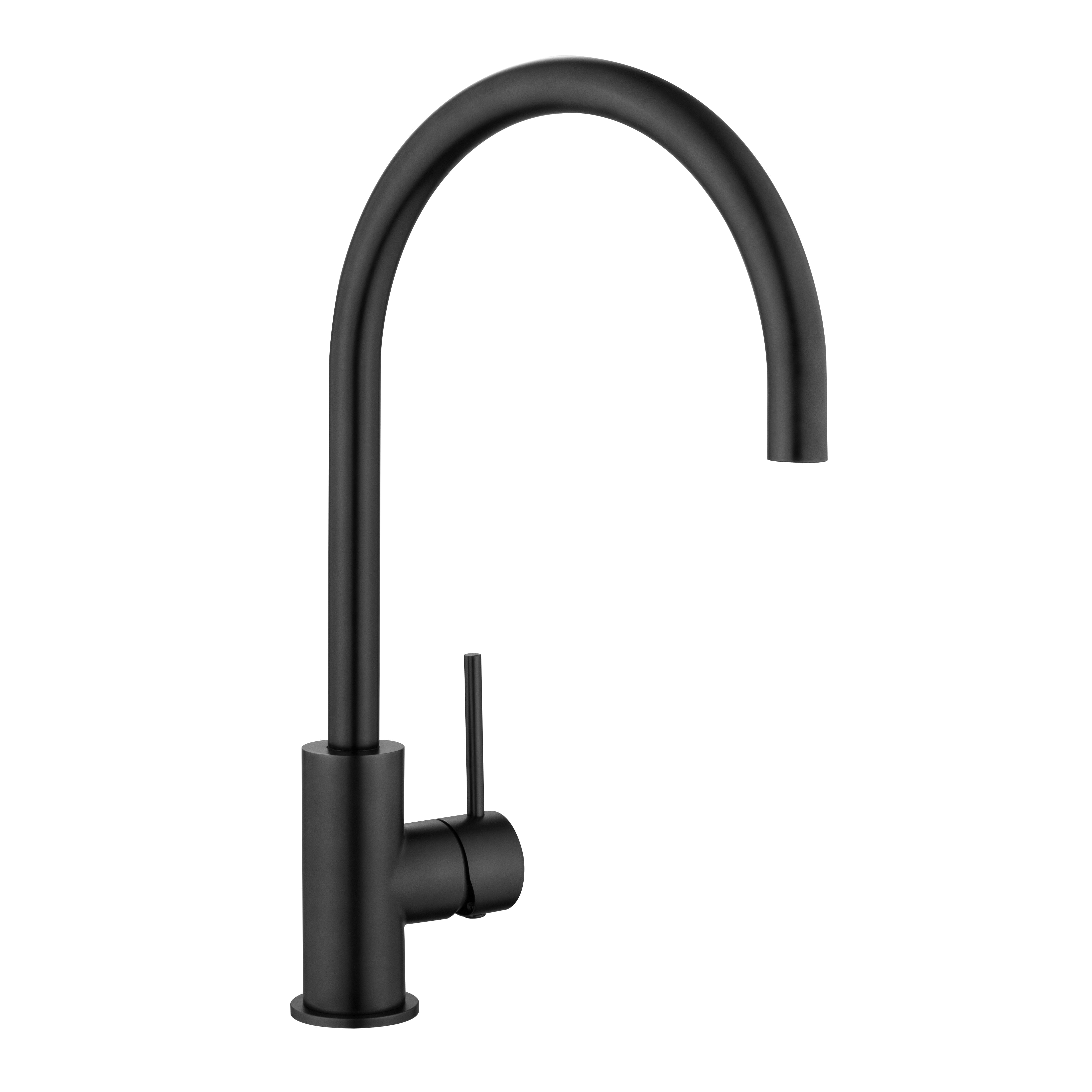 CLIO Gooseneck Kitchen Sink Mixer Tap Matte Black Tapware Arova 