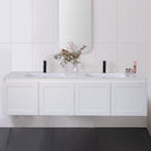 CLOVER 150cm Wall Hung Bathroom Vanity Vanities & Mirrors Arova Ceramic Top with Integrated Double Basin - 