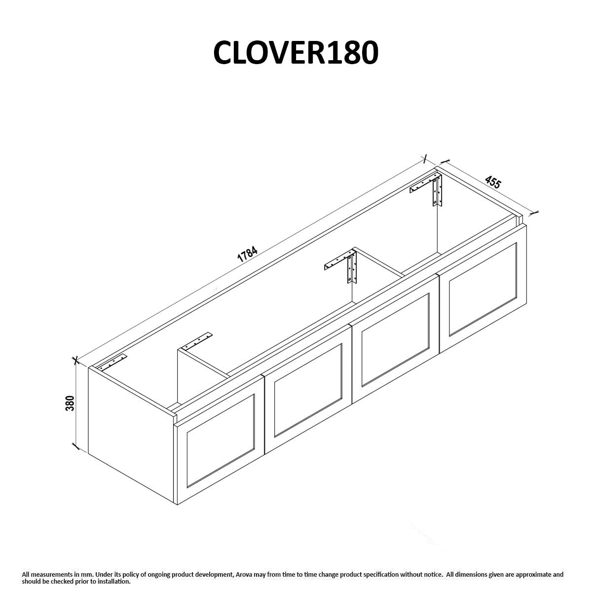 CLOVER 180cm Wall Hung Bathroom Vanity Vanities & Mirrors Arova 