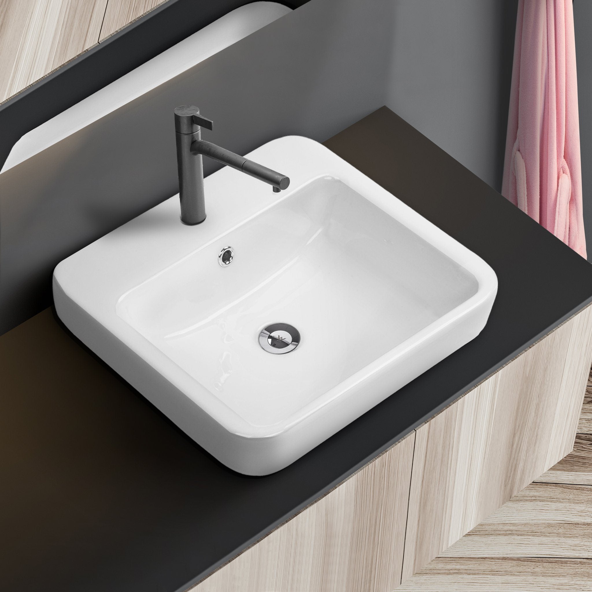 CoCo Half Inset Basin Soft Corners 1 Tap Hole Basins ECT 