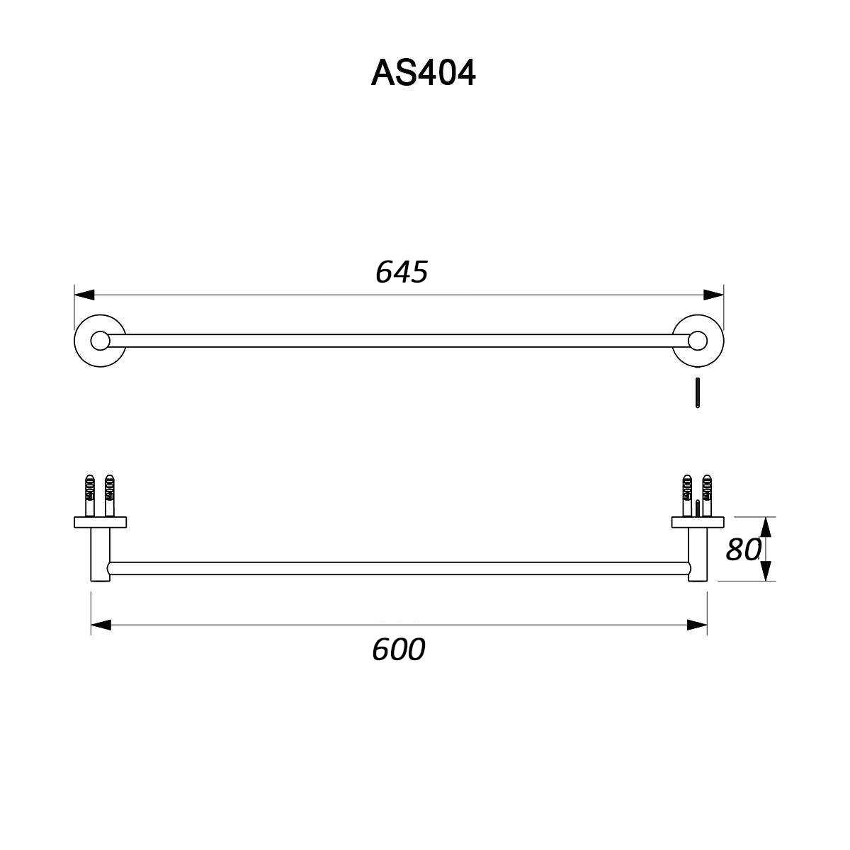 COMO Single Towel Rail 600mm Matte Black Accessories Arova 