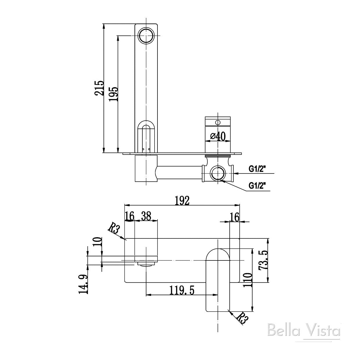 Cresta Mixer and Spout Combo Chrome Tapware Bella Vista 