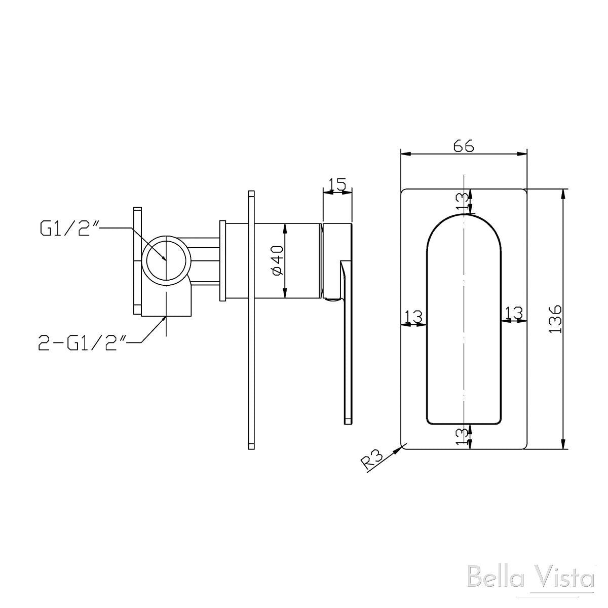 Cresta Shower Flick Mixer Gun Metal Tapware Bella Vista 