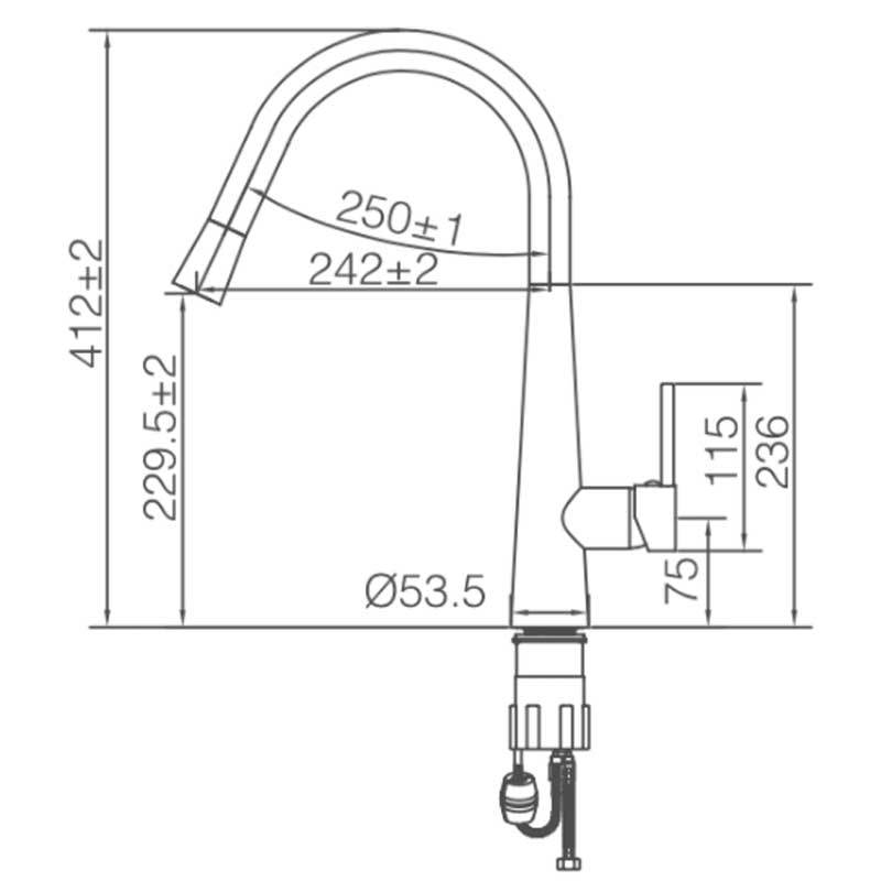 CURO Goose Neck Kitchen Mixer Tap pull out magnet head - WT4122BK Tapware ECT 