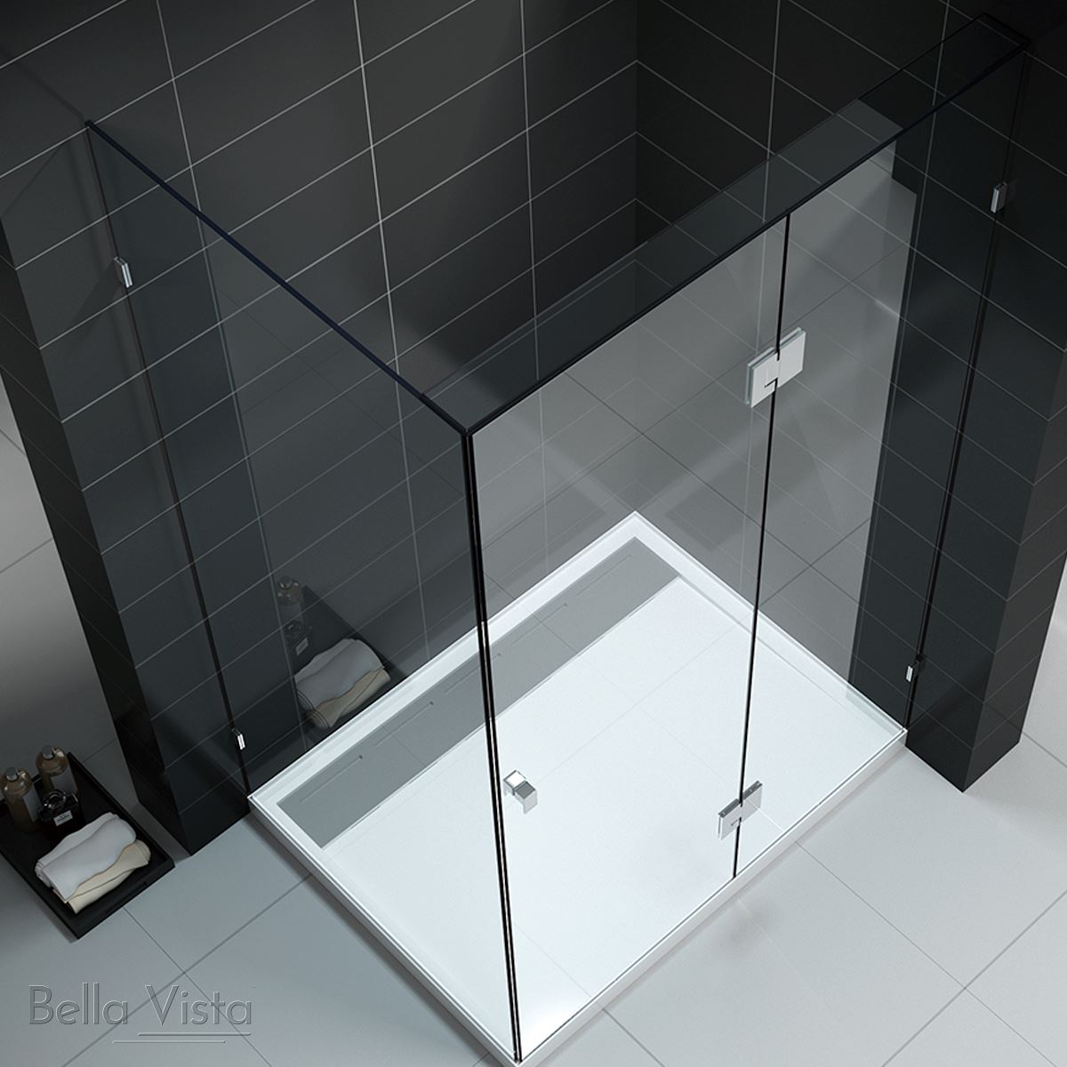 Custom Fully Frameless Shower Screen - Front and Return - Multiple Sizes Showers Bella Vista 