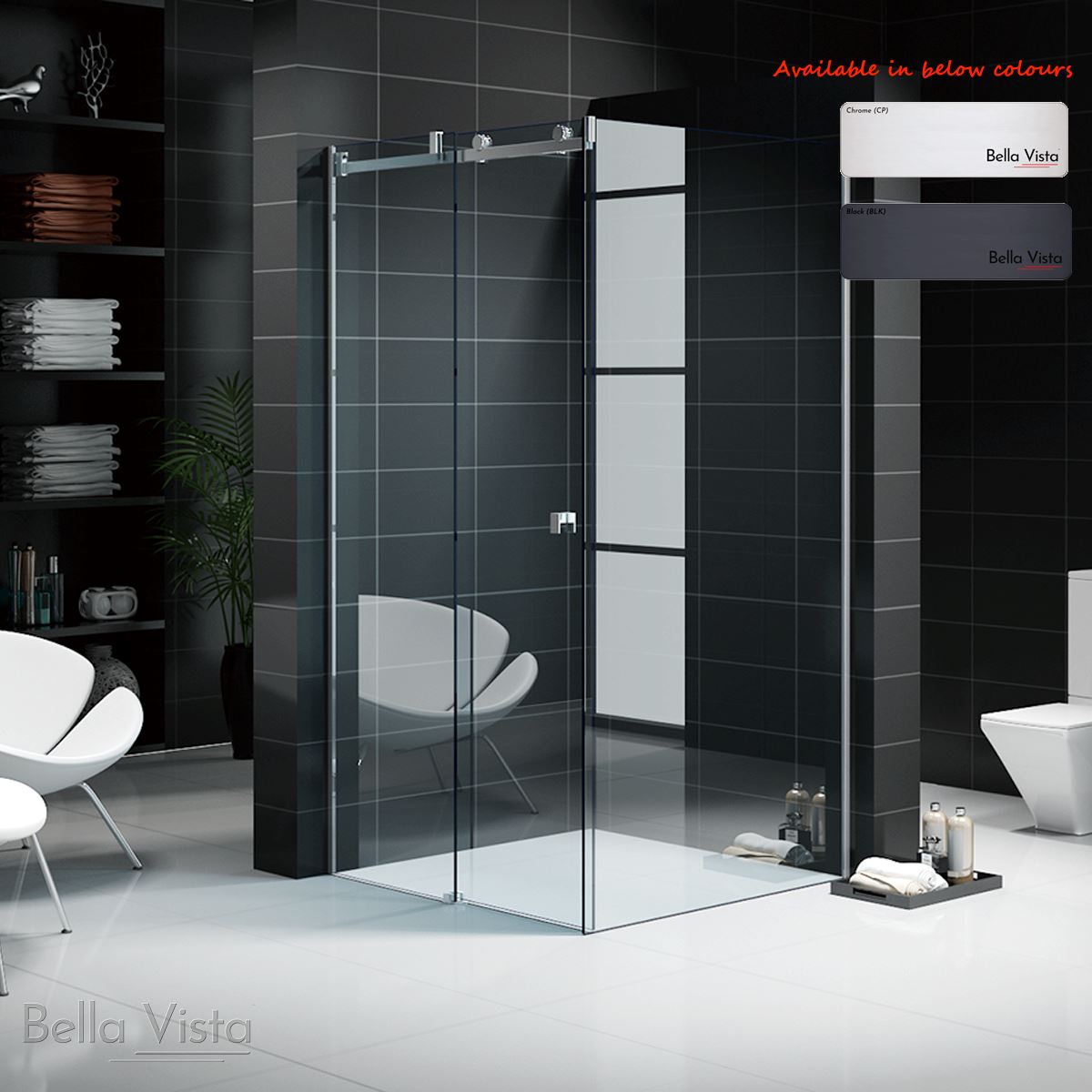 Custom Fully Frameless - Sliding Shower Screen - Front and Return - Multiple Sizes Showers Bella Vista 