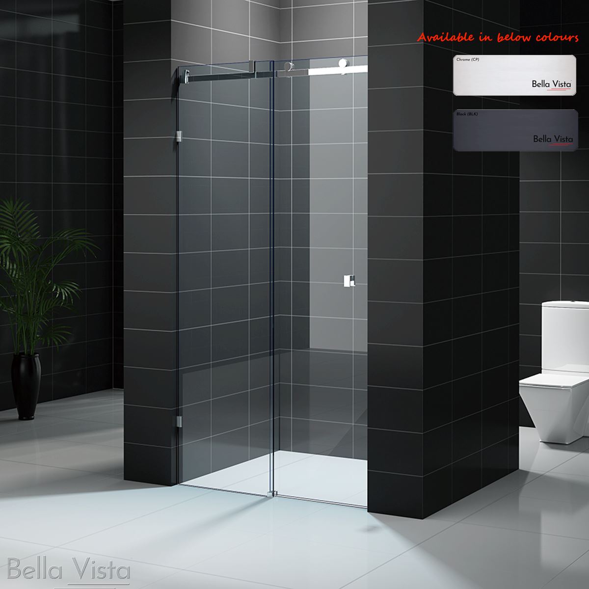 Custom Fully Frameless - Sliding Shower Screen - Front Only - Multiple Sizes Showers Bella Vista 