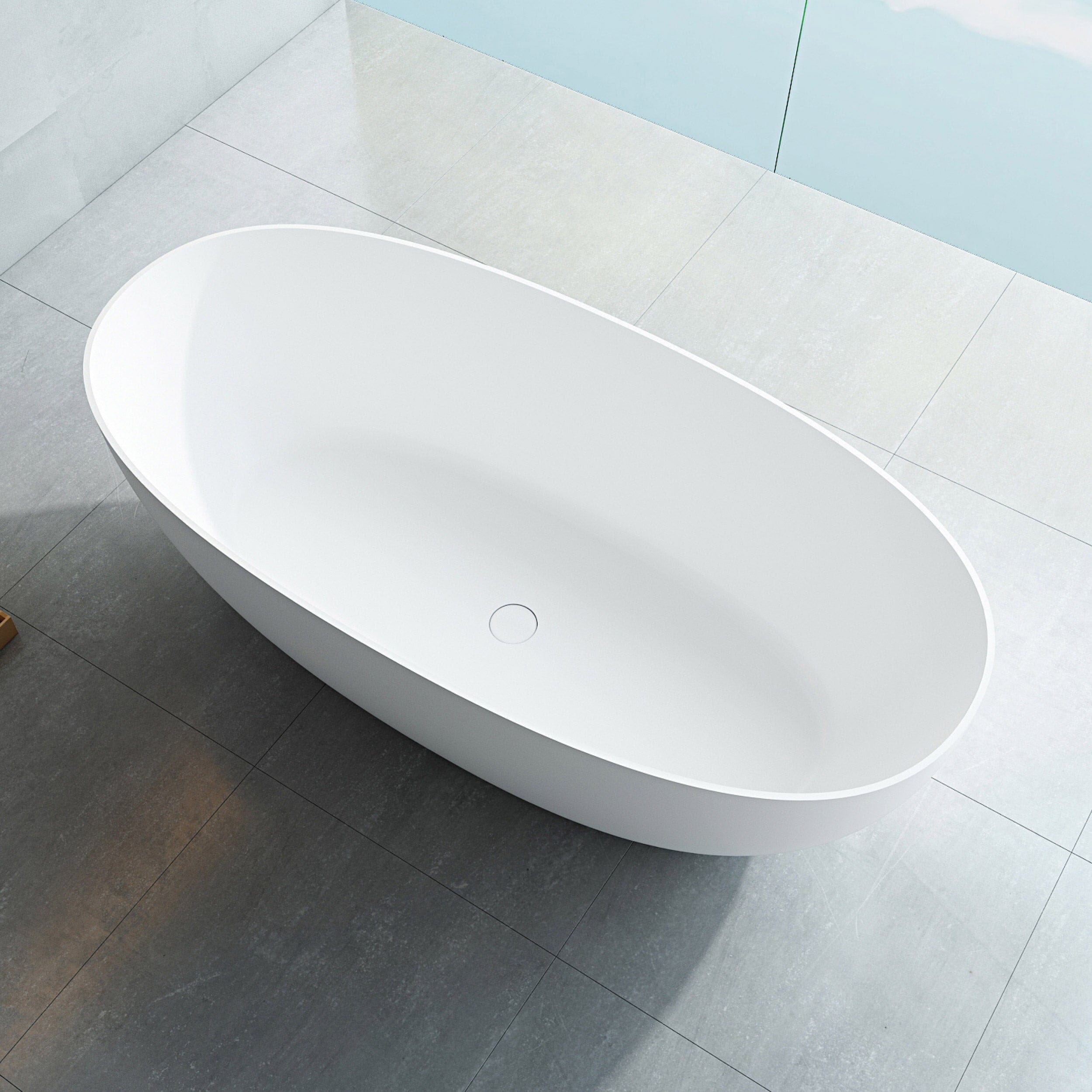 DAWN 1700mm Stone Oval Free Standing Bathtub Matte White Baths AROVA 