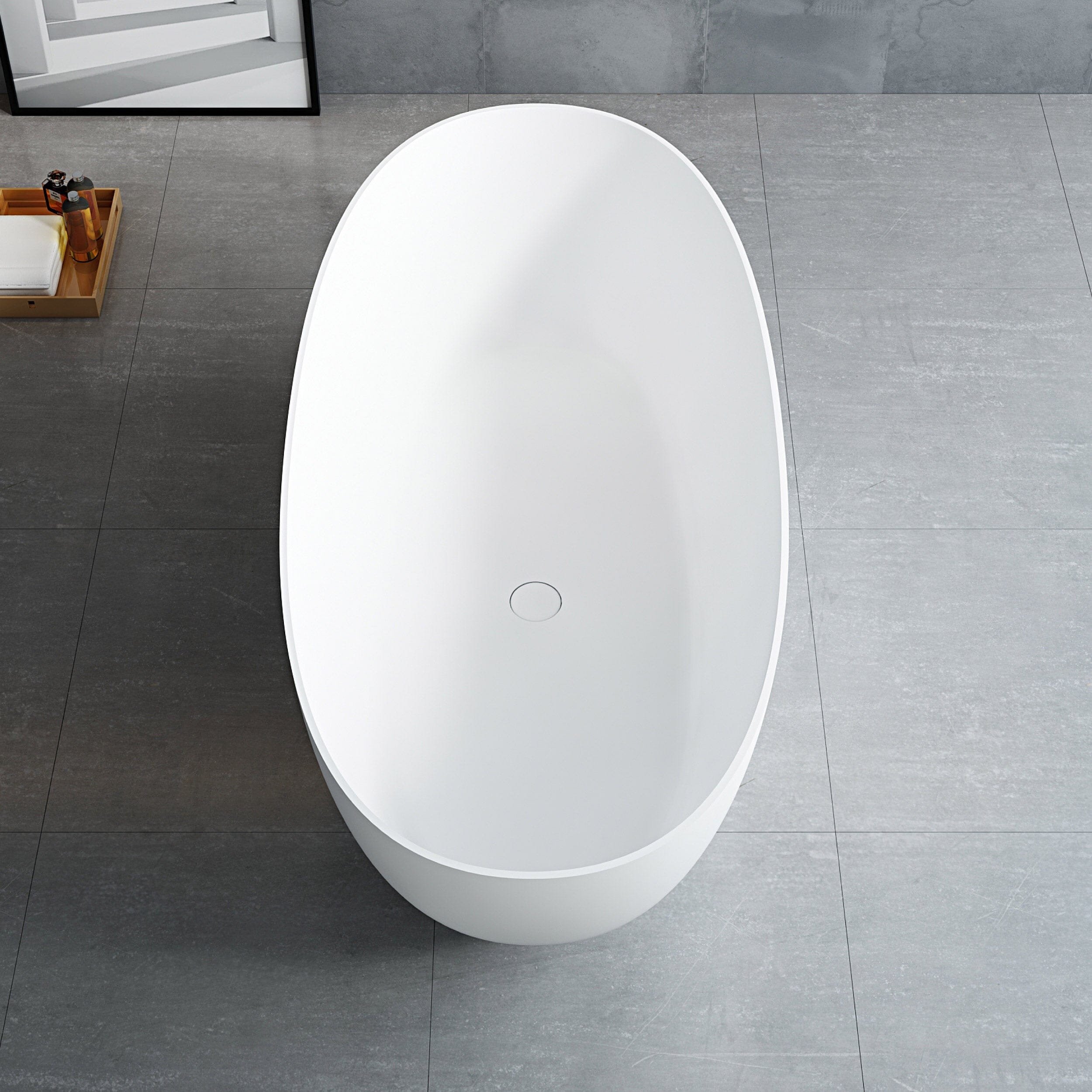 DAWN 1700mm Stone Oval Free Standing Bathtub Matte White Baths AROVA 