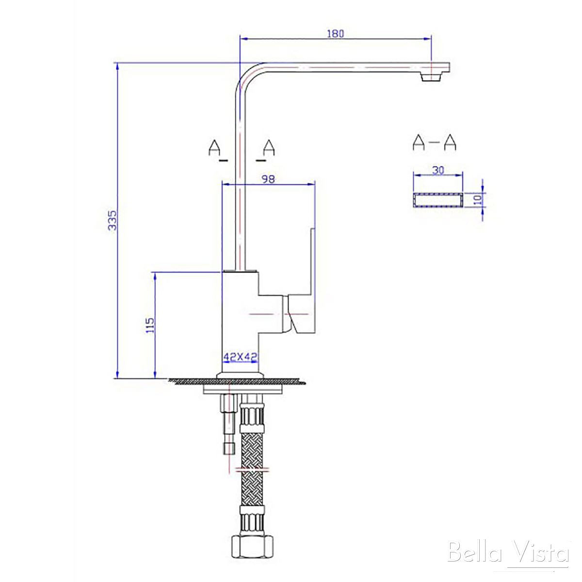 Deko Square Kitchen Sink Mixer Chrome Tapware Bella Vista 