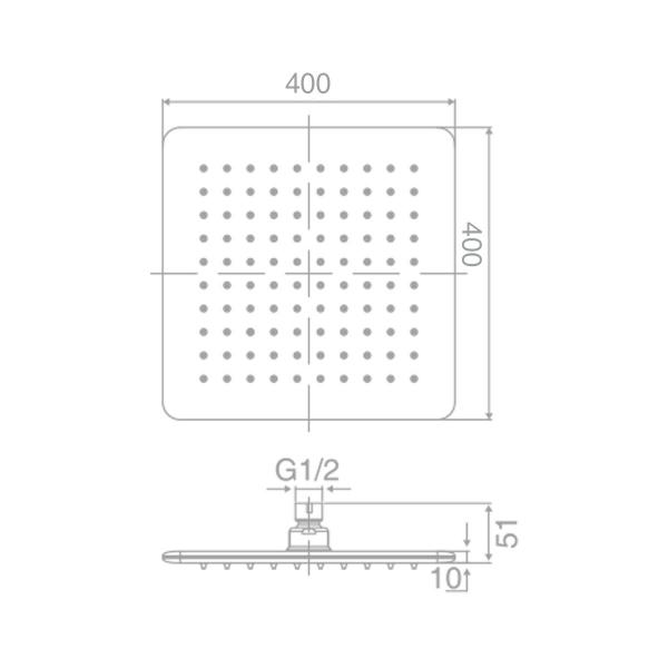 Doccia 400mm Width Square Shower Head - SHSQ400 showers ect 