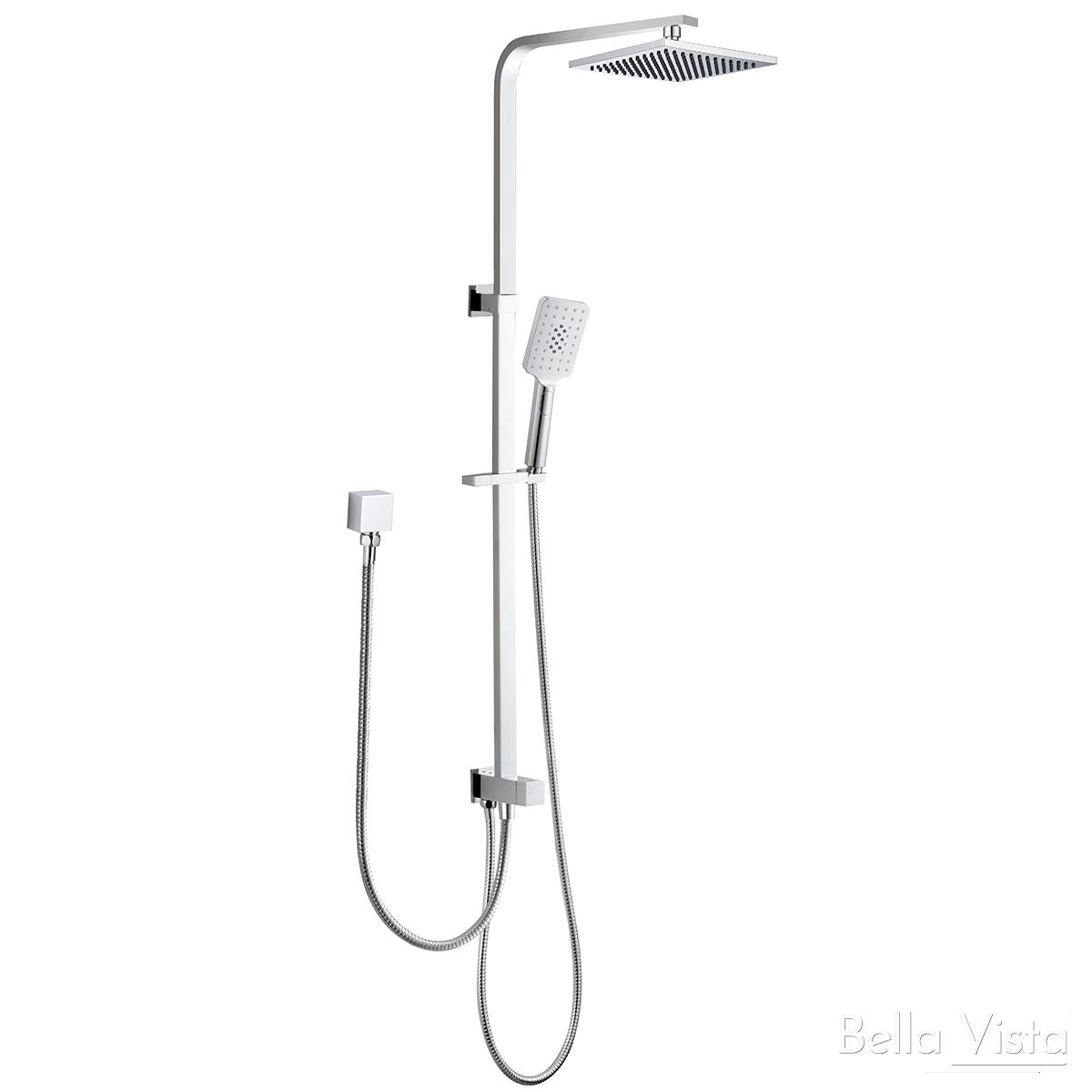 Dual Shower Rail with Rain Fall Head - Square Chrome showers Bella Vista 