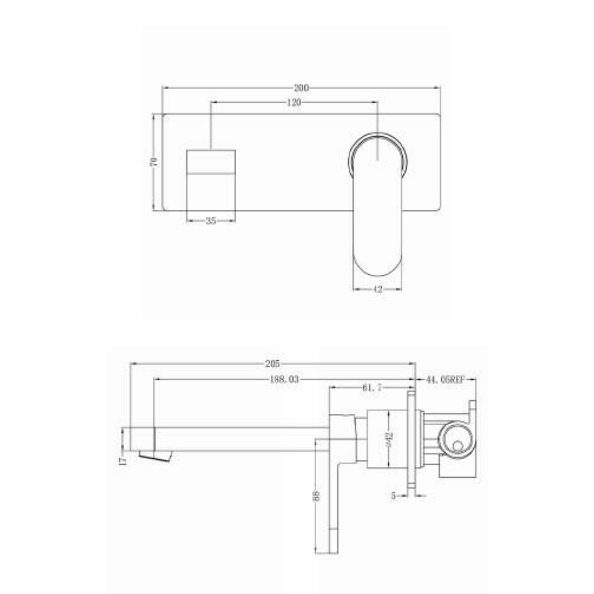 Ecco Wall Basin Mixer Brushed Nickel Tapware Nero 