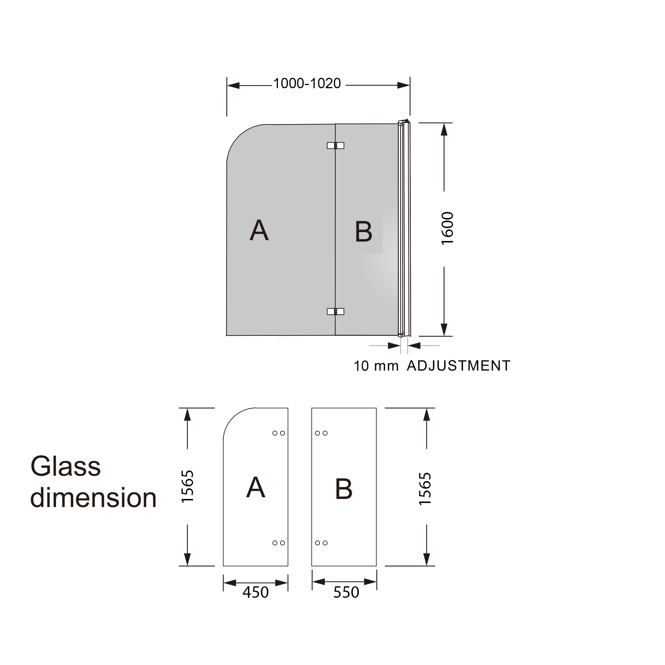 Fully Frameless - Over Bath - Every Day Fixed and Swing Bath Screen - 1000mm Showers Bella Vista 