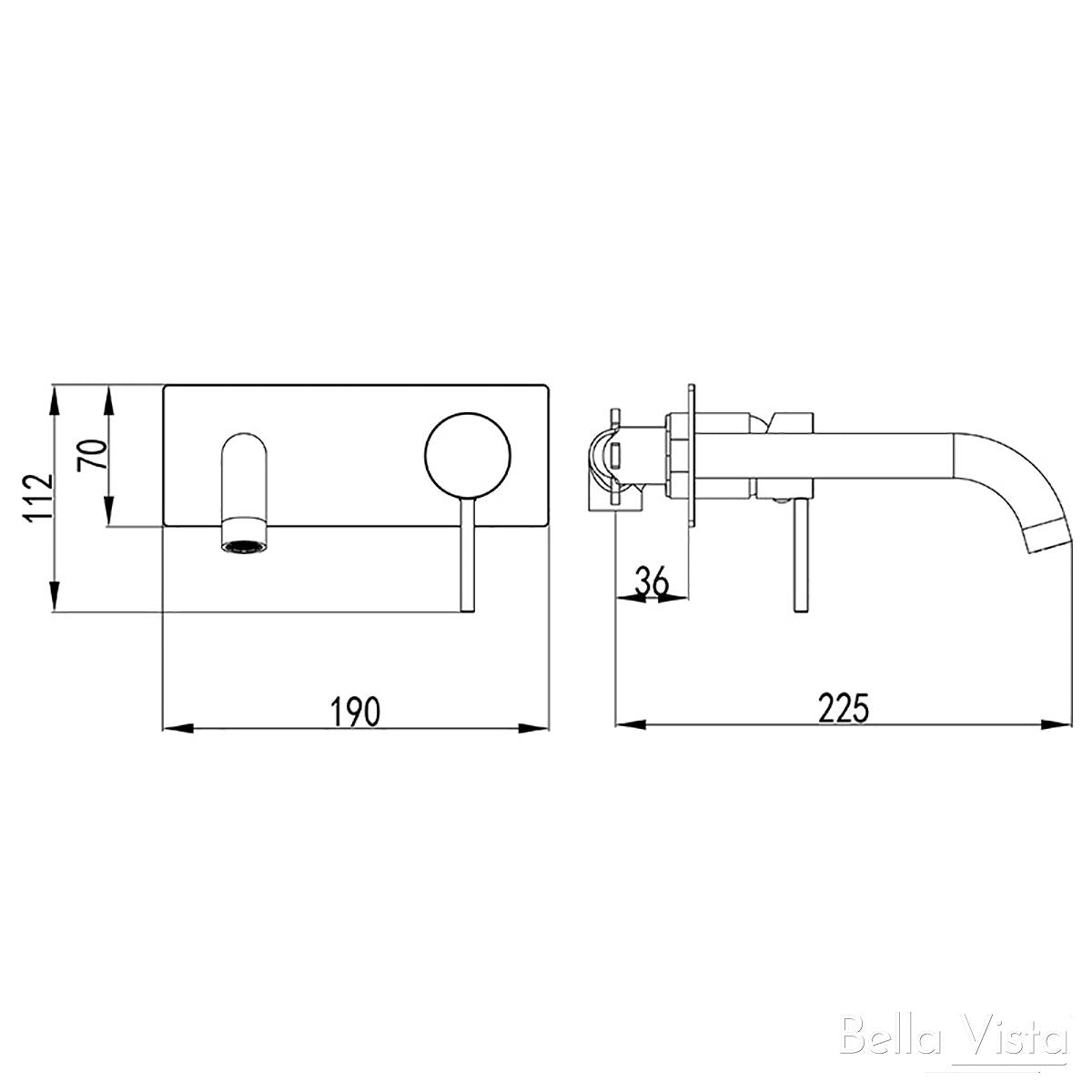 Hali Wall Basin Mixer Matte Black Tapware Bella Vista 