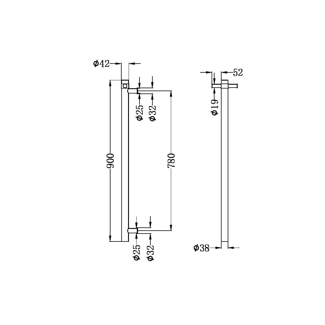 Heated Vertical Towel Rail 900MM Graphite Accessories Nero 