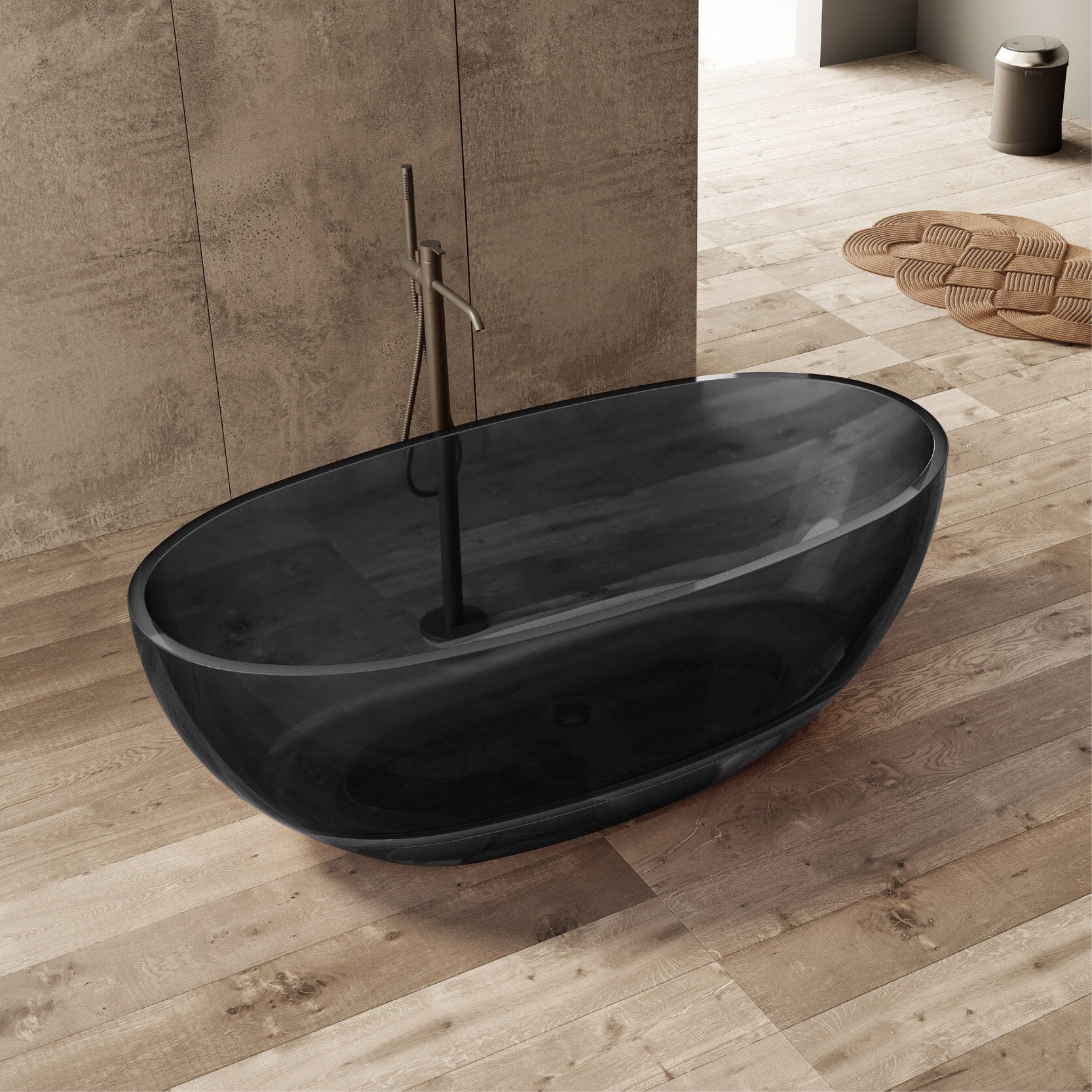 JULE 1500mm Transparent Oval Freestanding Bathtub Midnight Black (CT01) Baths AROVA 