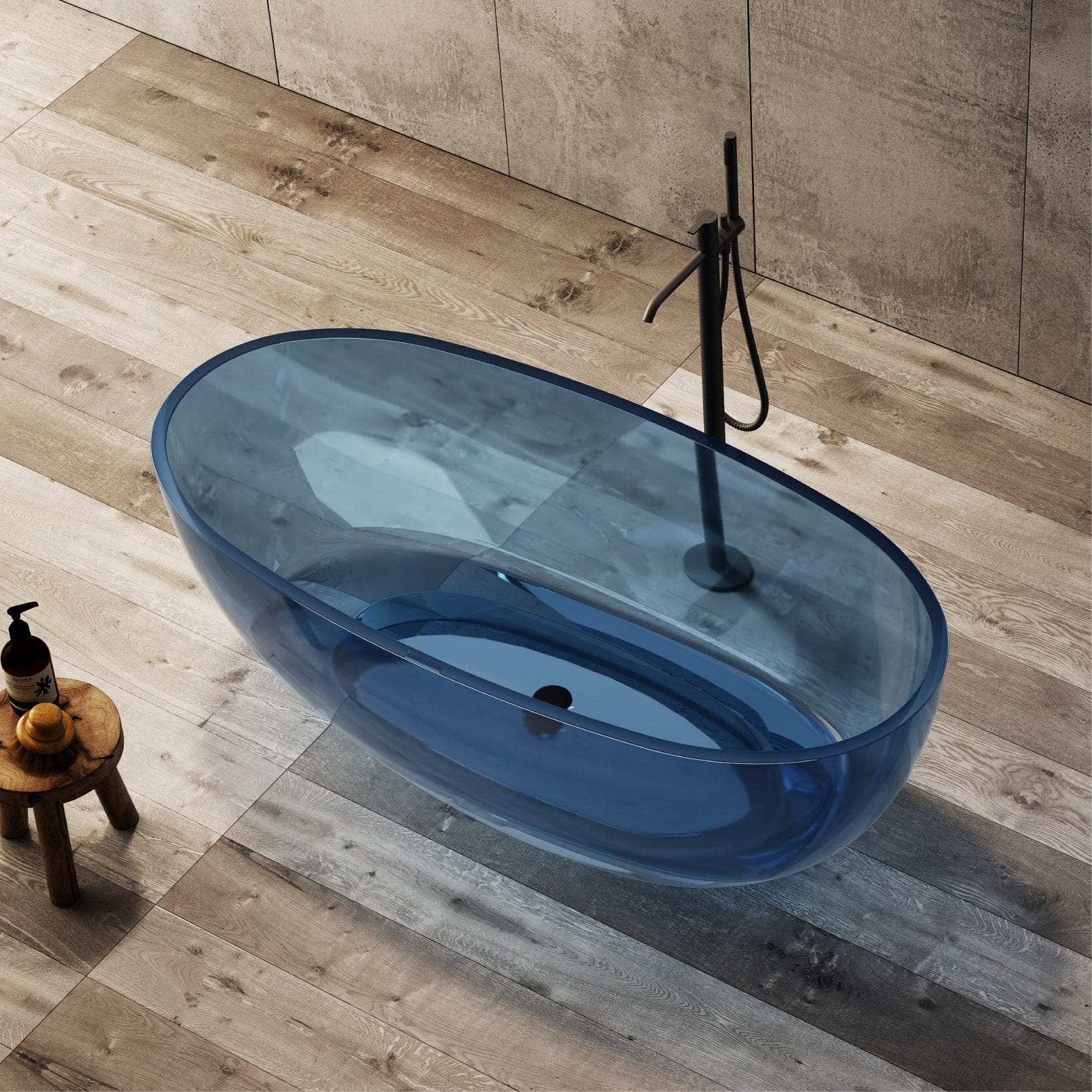 JULE 1500mm Transparent Oval Freestanding Bathtub Pacific Blue (CT02) Baths AROVA 