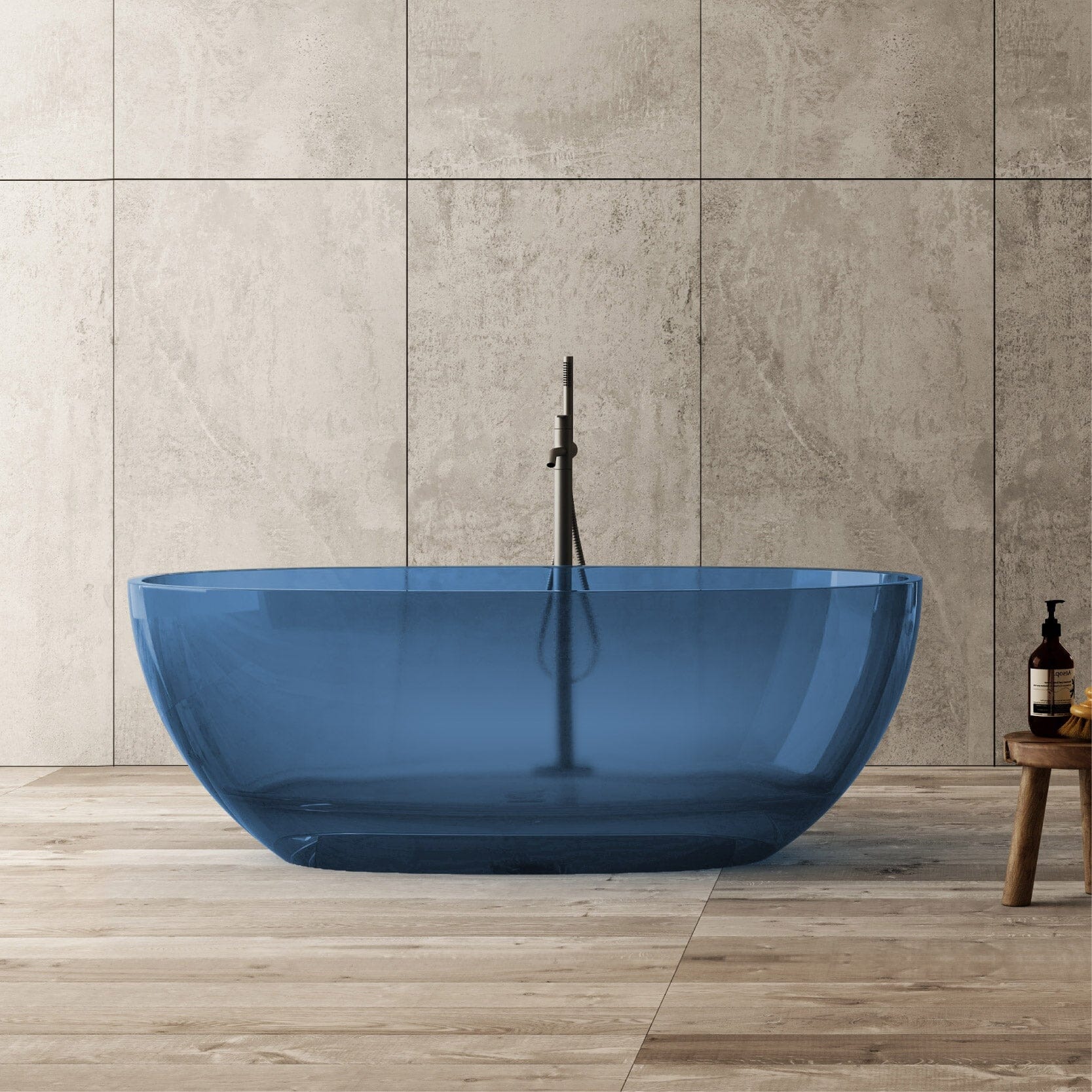 JULE 1500mm Transparent Oval Freestanding Bathtub Pacific Blue (CT02) Baths AROVA 