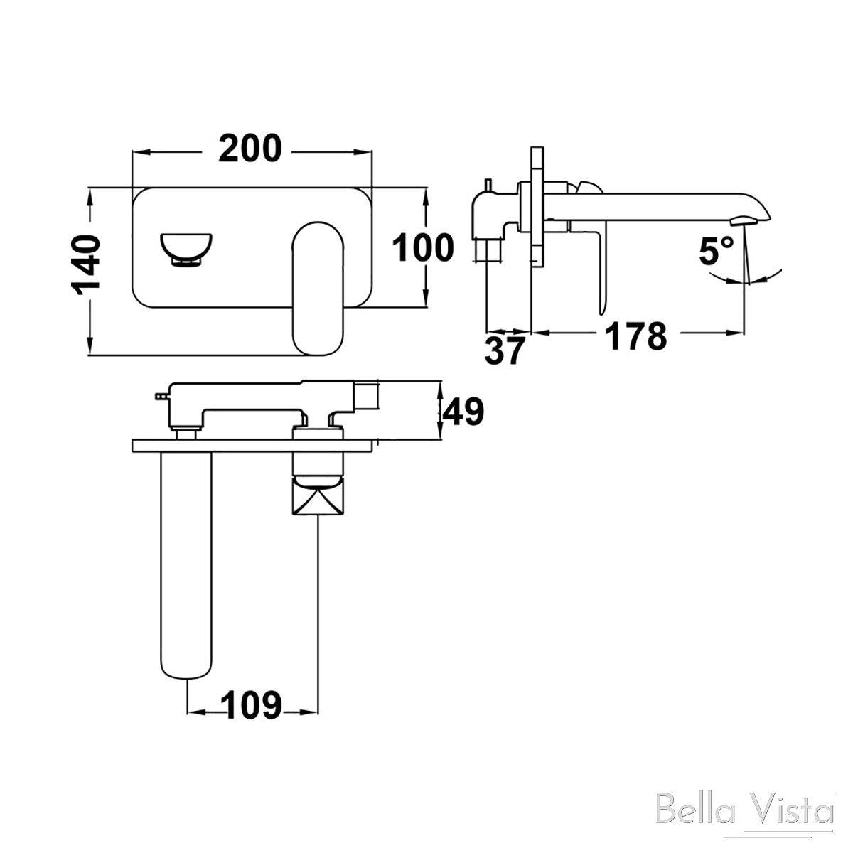 KARA Wall Basin Mixer Chrome Tapware Bella Vista 