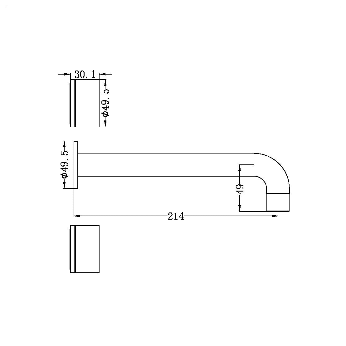 KARA Wall Basin Set 217mm Gun Metal Tapware Nero 