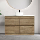 Kingston 120cm Bathroom Vanity Centre Bowl Vanities & Mirrors Arova Bliss Quartz Stone Top CB1108N-Round Gloss White Basin 