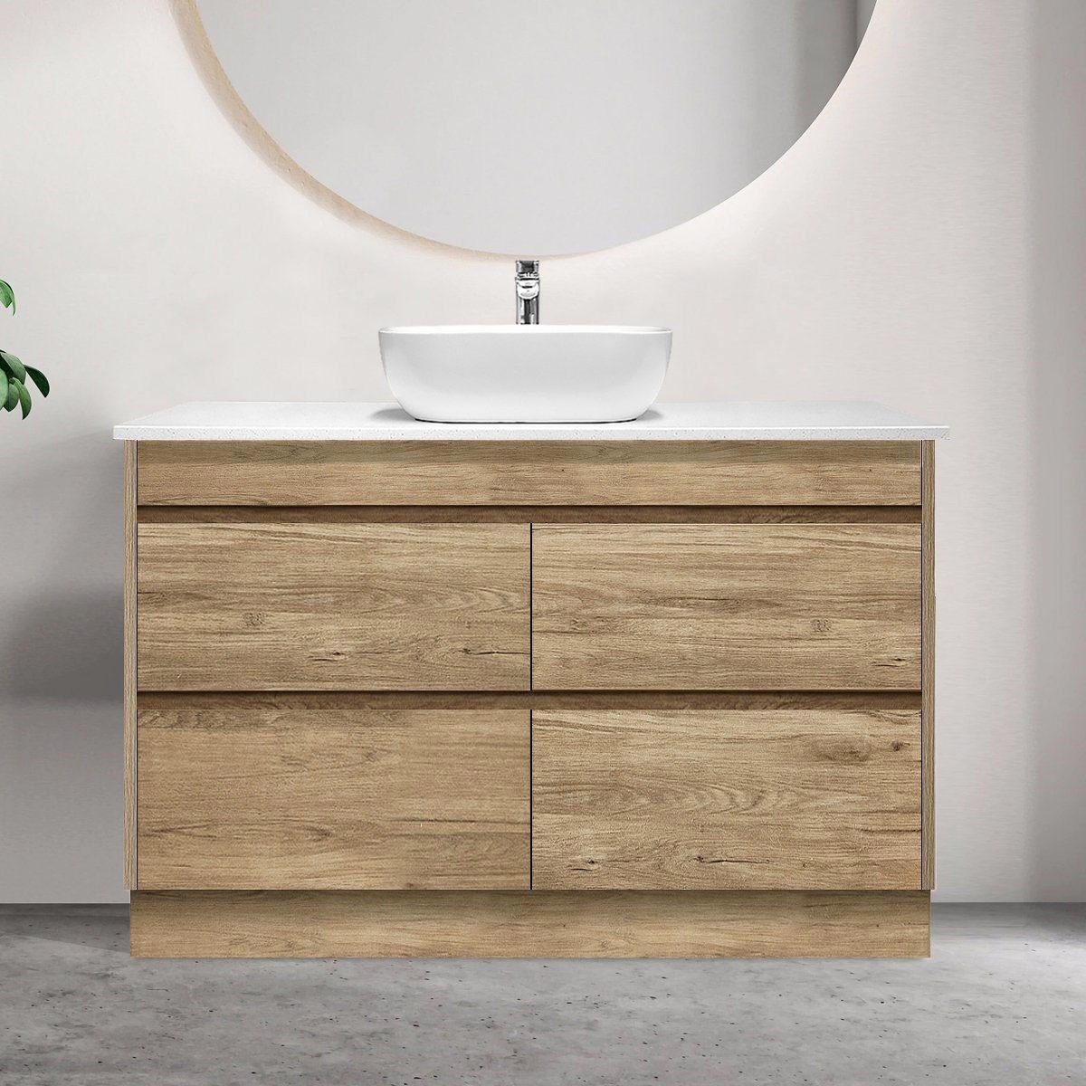 Kingston 120cm Bathroom Vanity Centre Bowl Vanities & Mirrors Arova Bliss Quartz Stone Top CB1201N-Square Gloss White Basin 