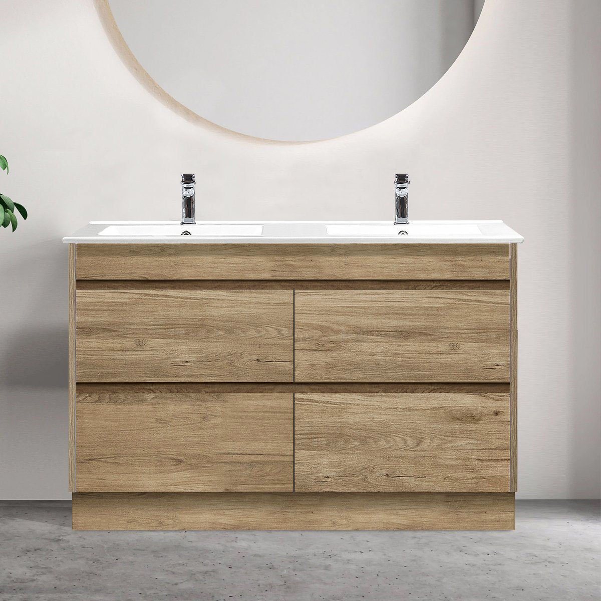 Kingston 120cm Bathroom Vanity Double Bowl Vanities & Mirrors Arova Ceramic Top - 