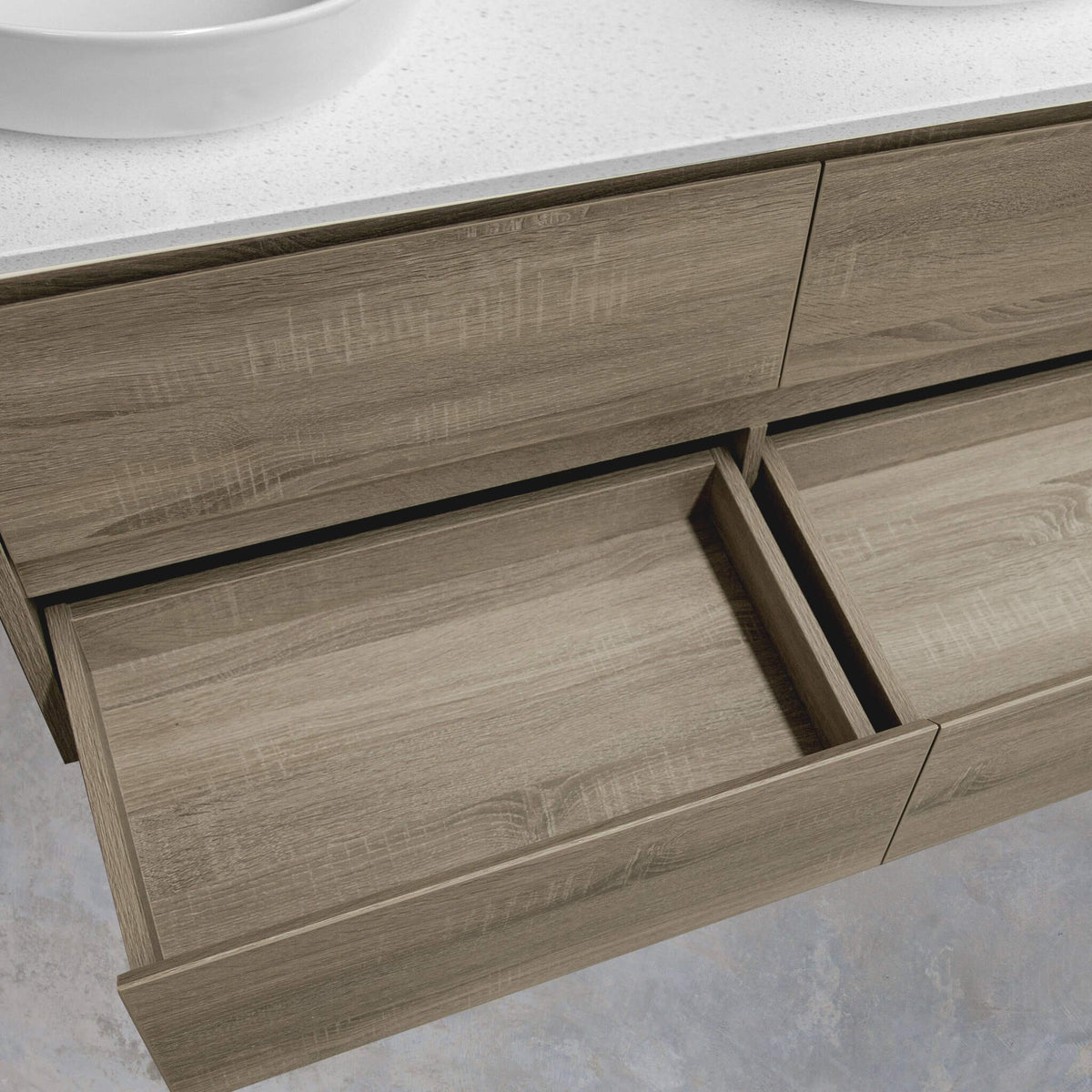 Logan Bathroom Tallboy Wall Hung Cabinet Oak Timber Look Melbourne Arova