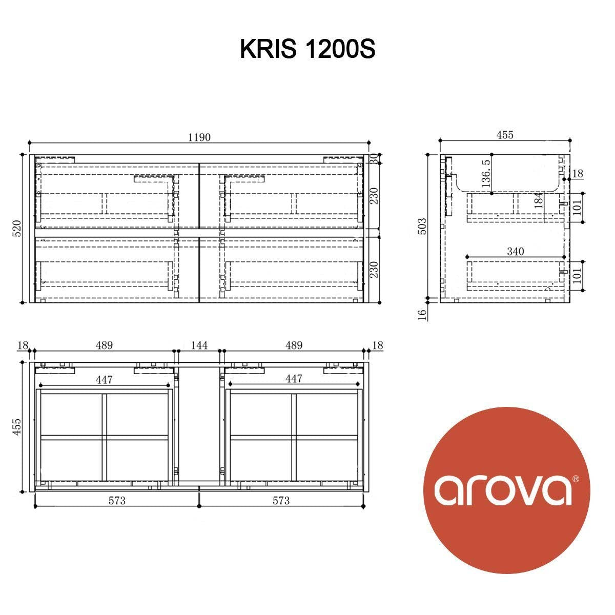 KRIS 120cm Oak Timber Wall Hung Single Vanity Vanities & Mirrors Arova 