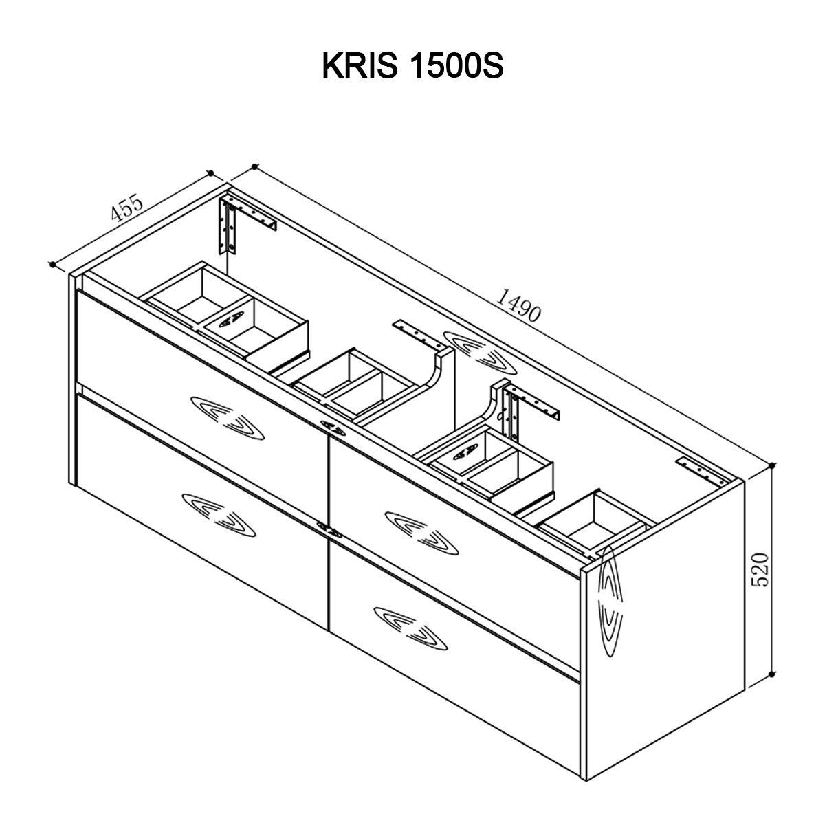 KRIS 150cm Oak Timber Wall Hung Vanity Vanities & Mirrors Arova 