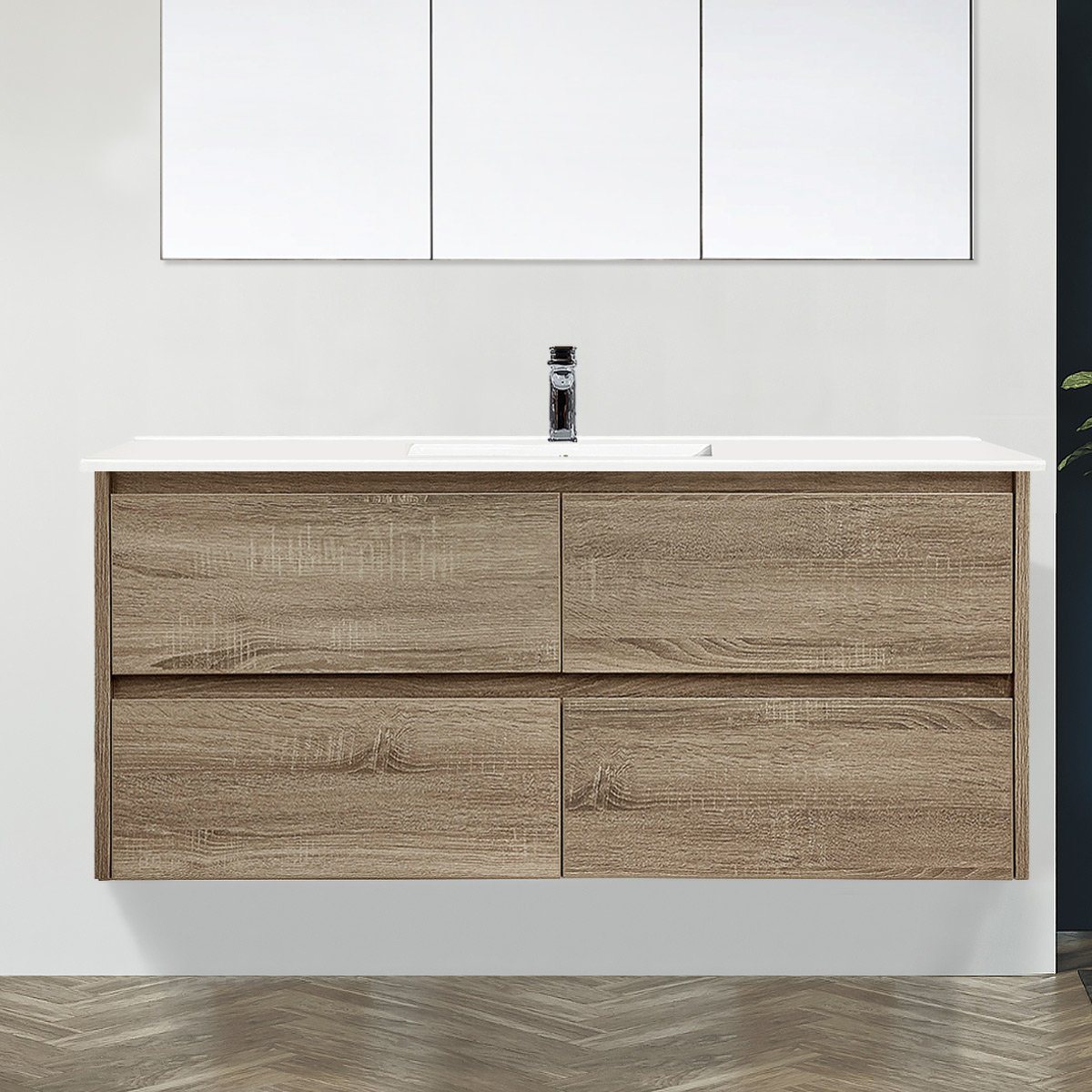 KRIS 150cm Oak Timber Wall Hung Vanity Vanities & Mirrors Arova Cabinet Only-No Top - 