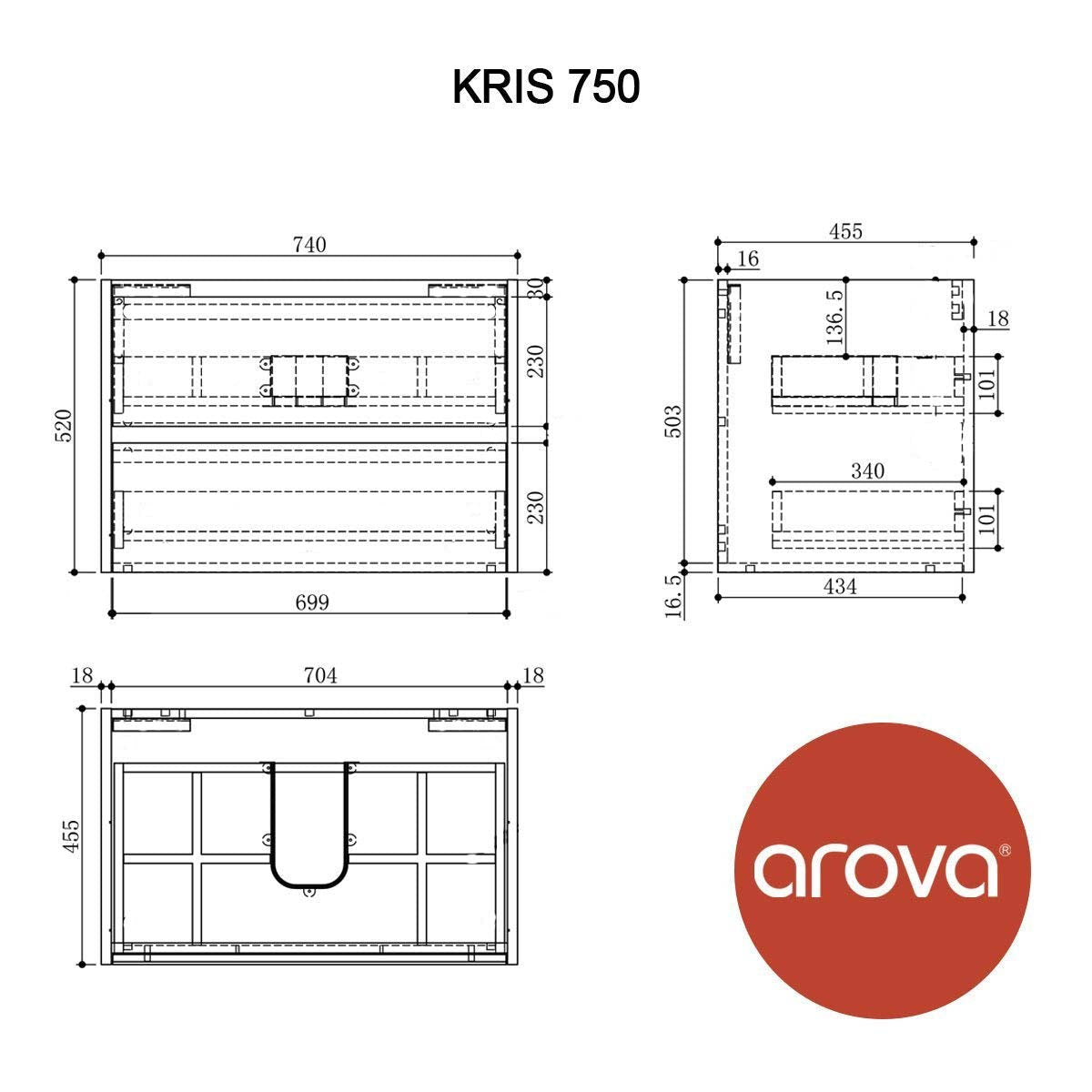 KRIS 75cm Timber Wall Hung Vanity Vanities & Mirrors Arova 