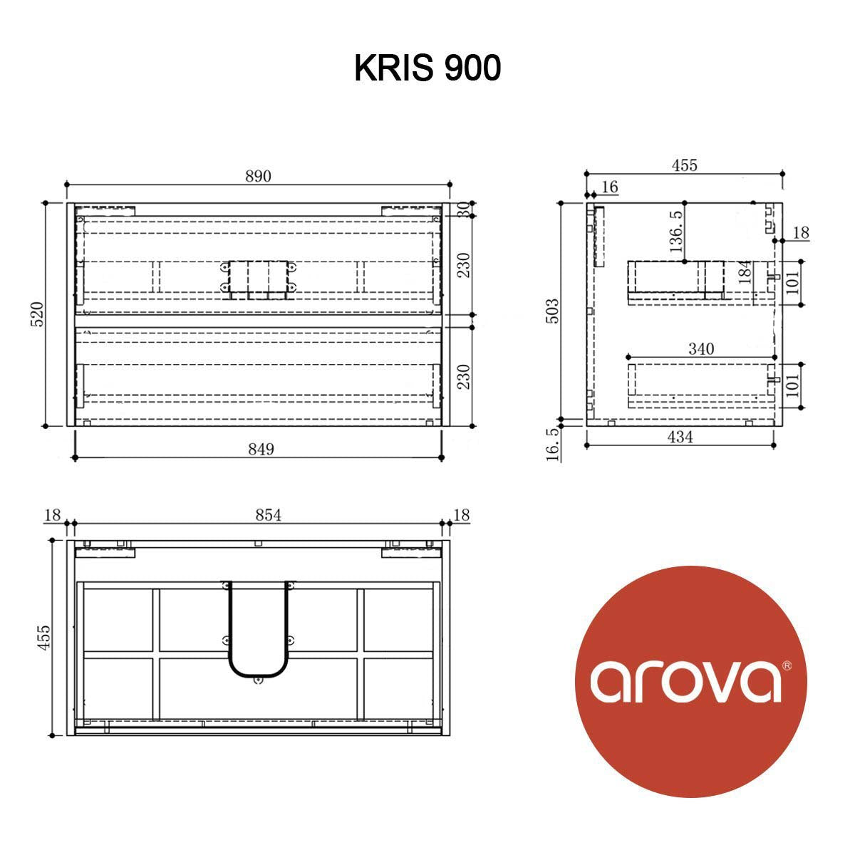 KRIS 90cm Oak Wall Hung Vanity Vanities & Mirrors Arova 