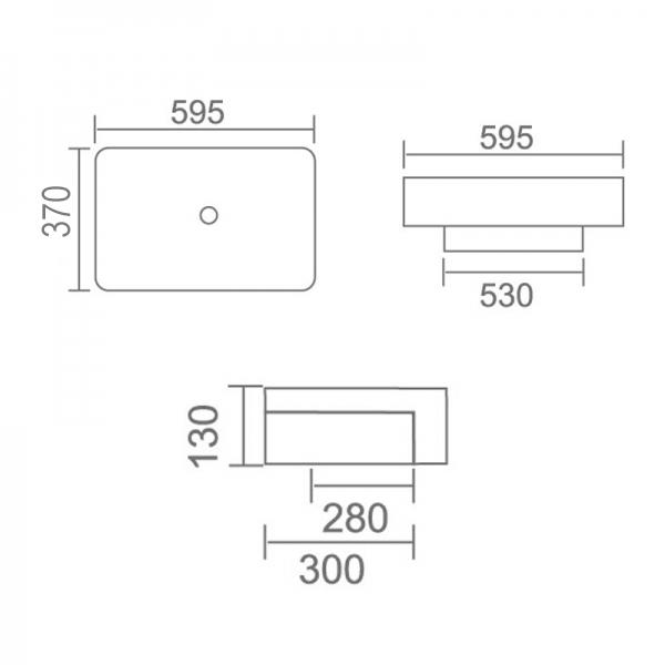 LEENA Semi Recess Square Basin No Tap Hole Basins ECT 