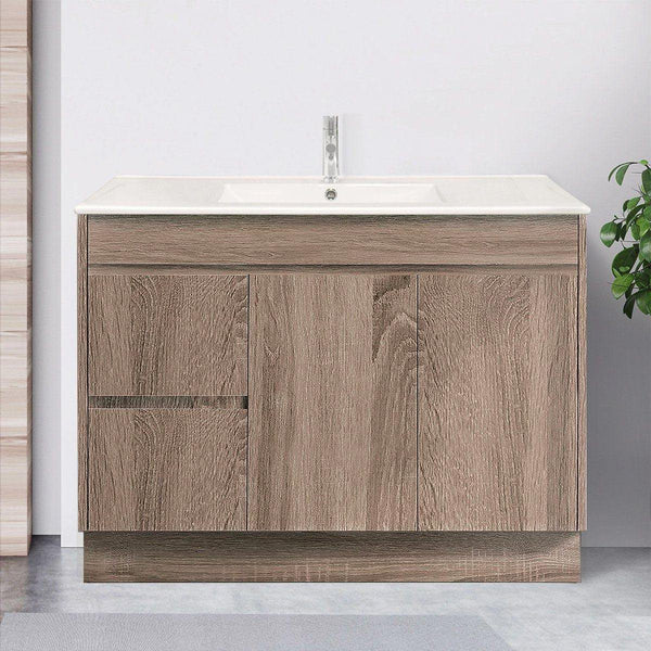 Logan Bathroom Tallboy Wall Hung Cabinet Oak Timber Look Melbourne Arova