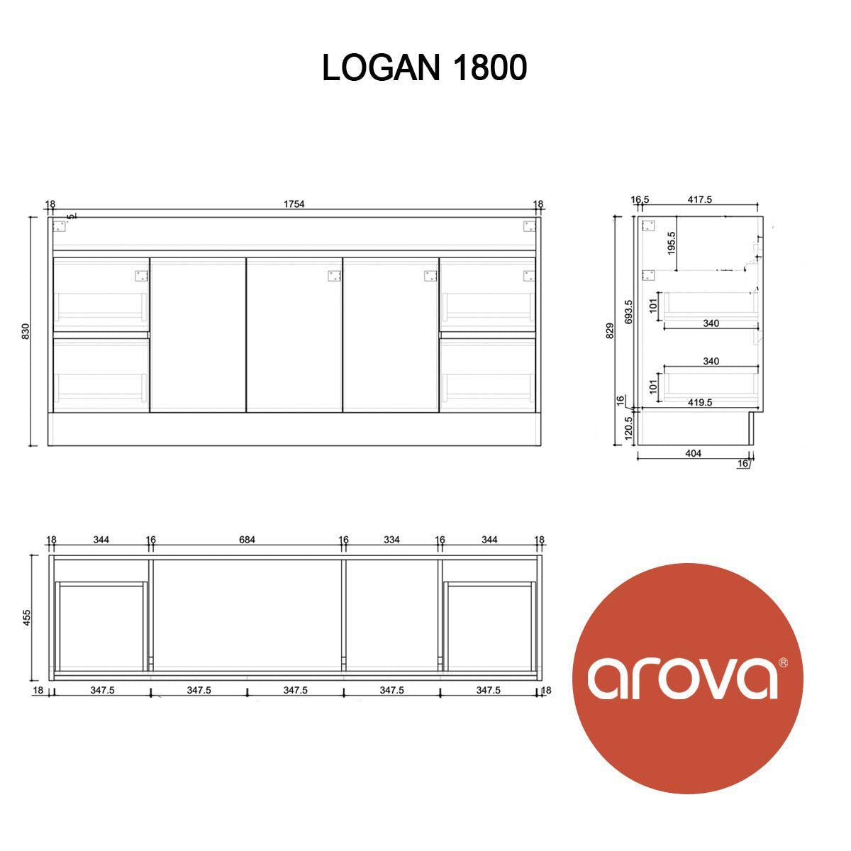 LOGAN 180cm Timber Bathroom Vanity Vanities & Mirrors Arova 