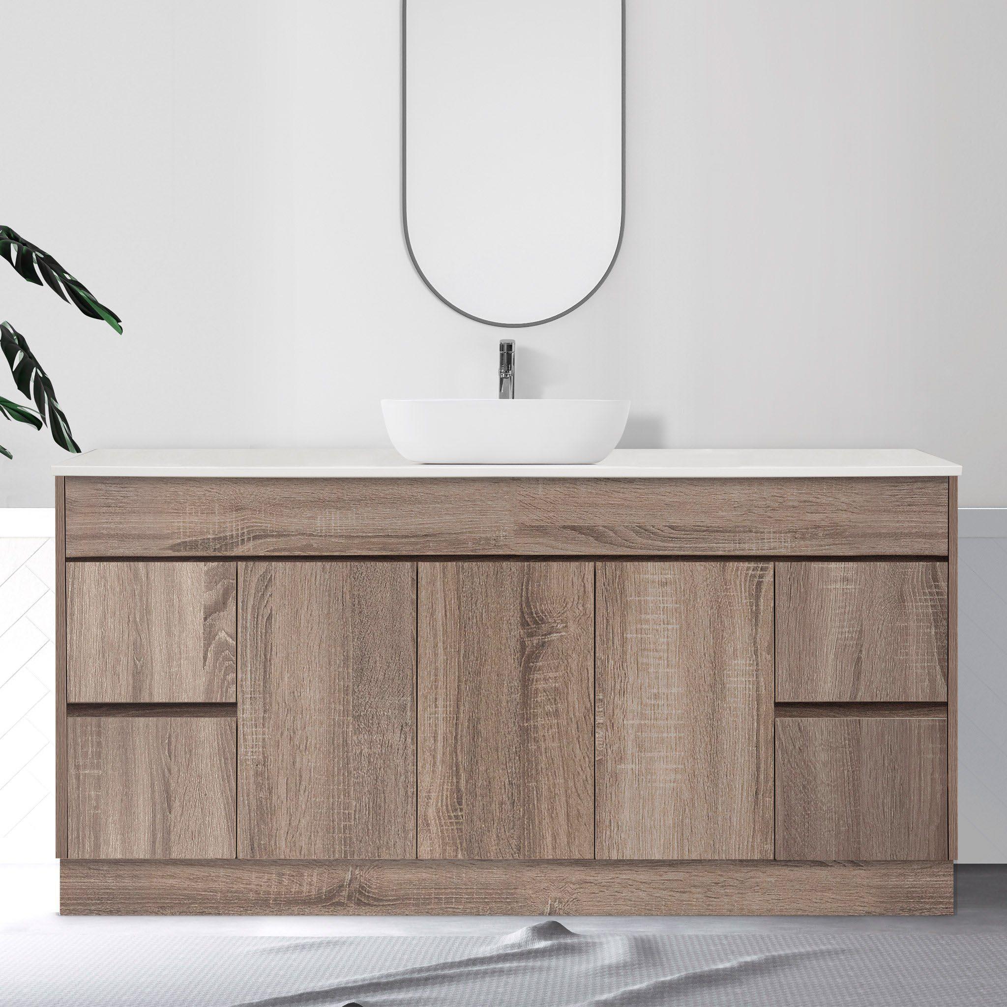 LOGAN 180cm Timber Bathroom Vanity Vanities & Mirrors Arova Bliss Quartz Stone Top CB1201N-Square Gloss White Basin 