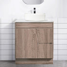 LOGAN 75cm Timber Vanity Vanities & Mirrors Arova Bliss Quartz Stone Top Drawer on Right CB1108N-Round Gloss White Basin