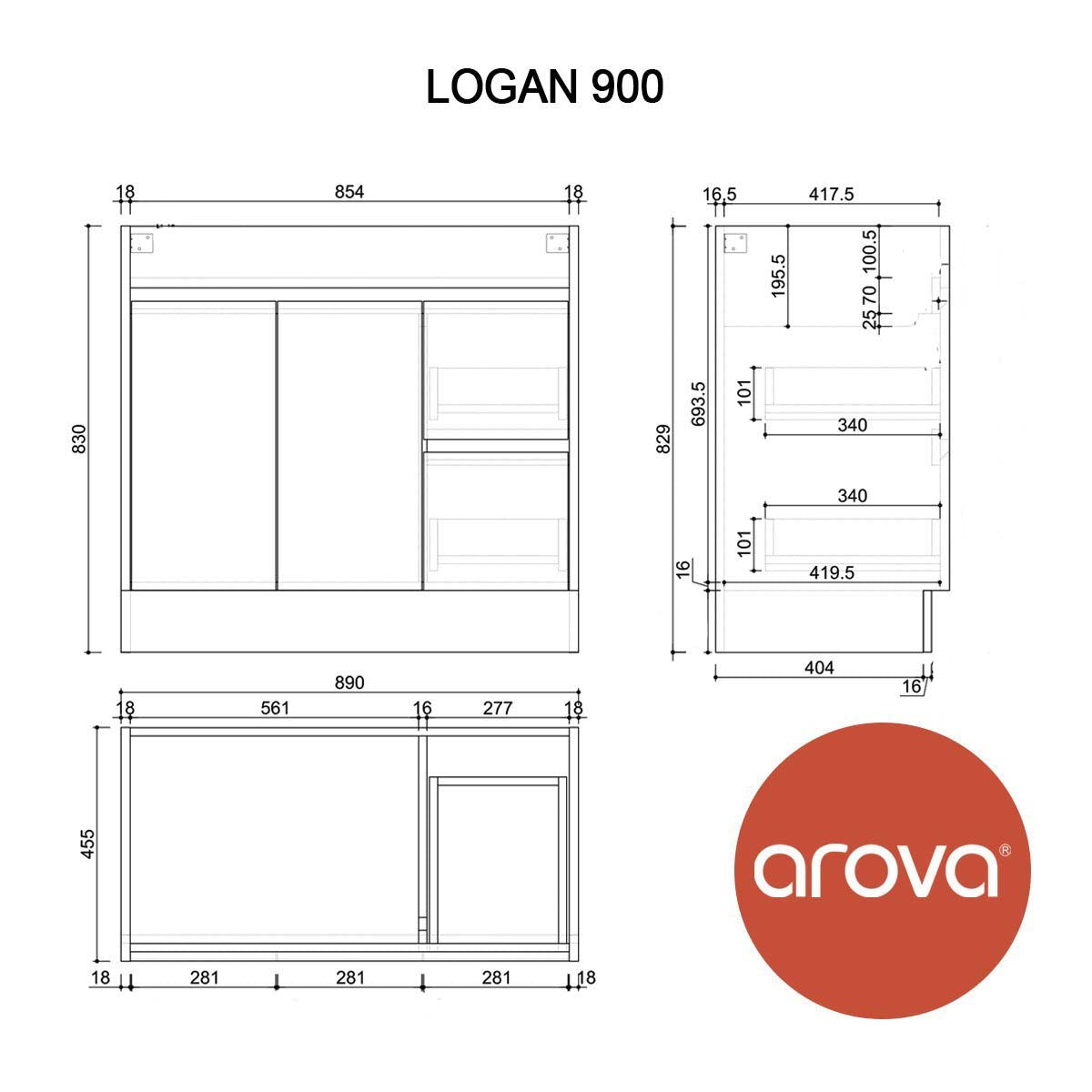 LOGAN 90cm Timber Vanity Vanities & Mirrors AROVA 