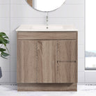 LOGAN 90cm Timber Vanity Vanities & Mirrors AROVA Ceramic Top Drawer on Right -