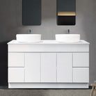 LUCA 150cm Floor Standing Bathroom Vanity Vanities & Mirrors Arova Bliss Quartz Stone Top 2XCB1108N-Round Gloss White Basin 