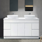 LUCA 150cm Floor Standing Bathroom Vanity Vanities & Mirrors Arova Bliss Quartz Stone Top 2XCB1201N-Square Gloss White Basin 