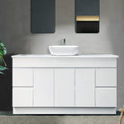 LUCA 150cm Floor Standing Bathroom Vanity Vanities & Mirrors Arova Bliss Quartz Stone Top CB1201N-Square Gloss White Basin 