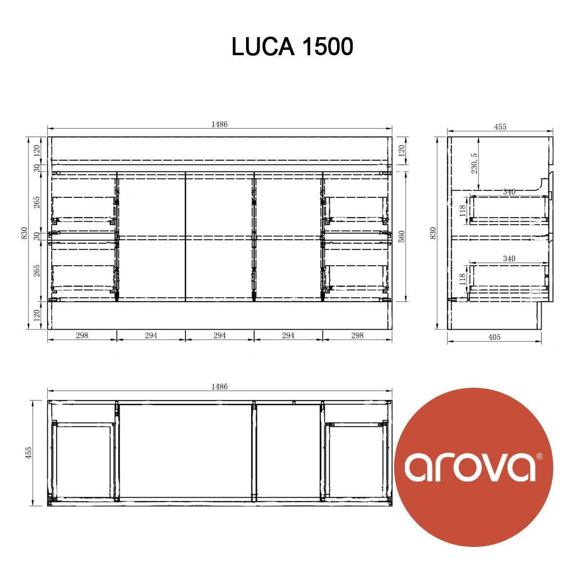 LUCA 150cm Free Standing Bathroom Vanity Vanities & Mirrors Arova 