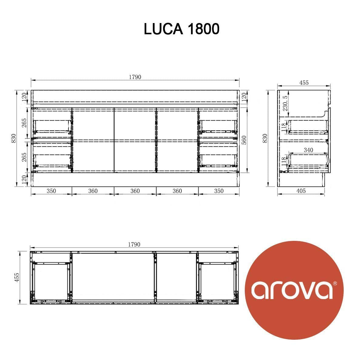 LUCA 180cm Bathroom Vanity - Stone Top Vanities & Mirrors Arova 