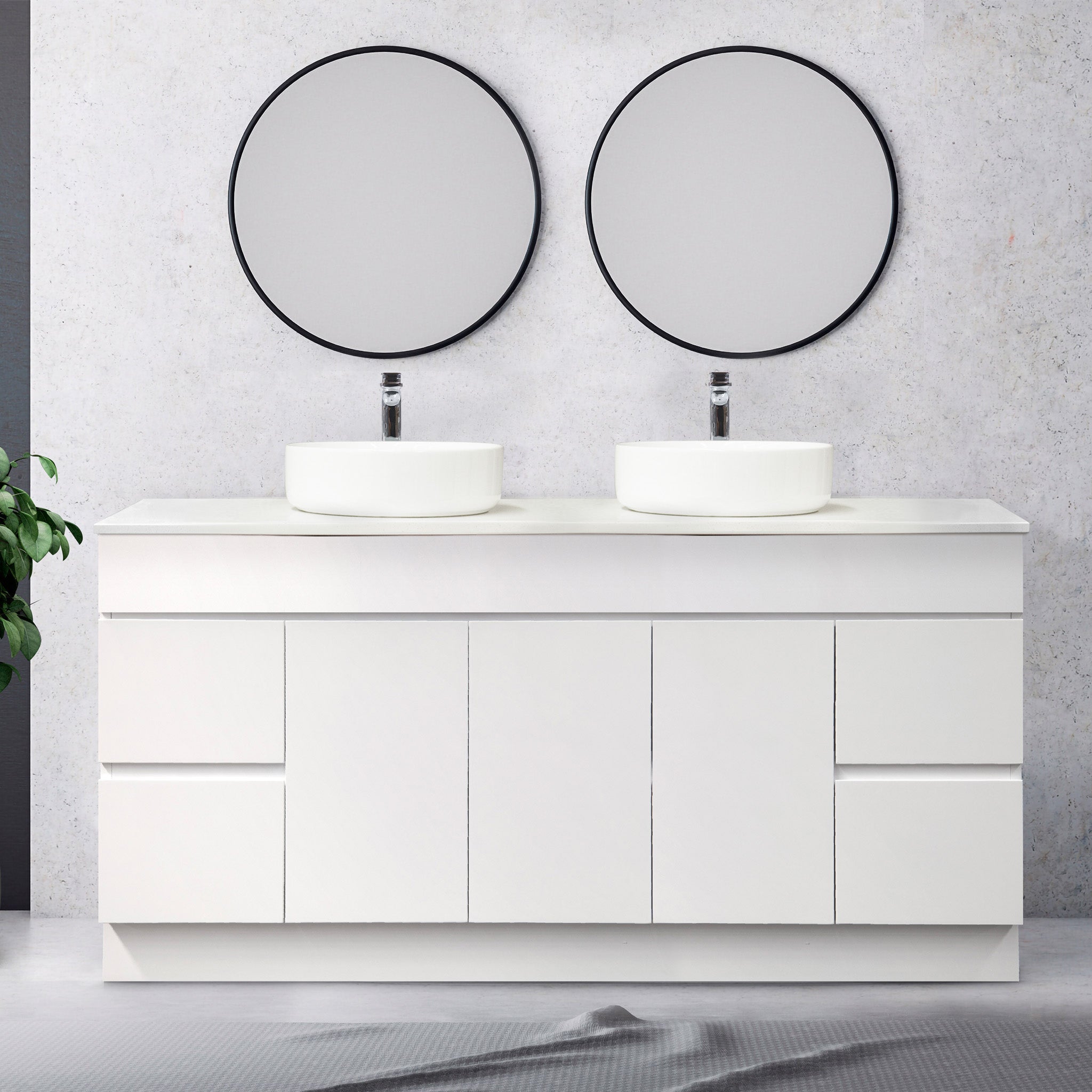 LUCA 180cm Bathroom Vanity - Stone Top Vanities & Mirrors Arova Bliss Speckled Stone Top 2 x CB1108N-Round Gloss White Basin 