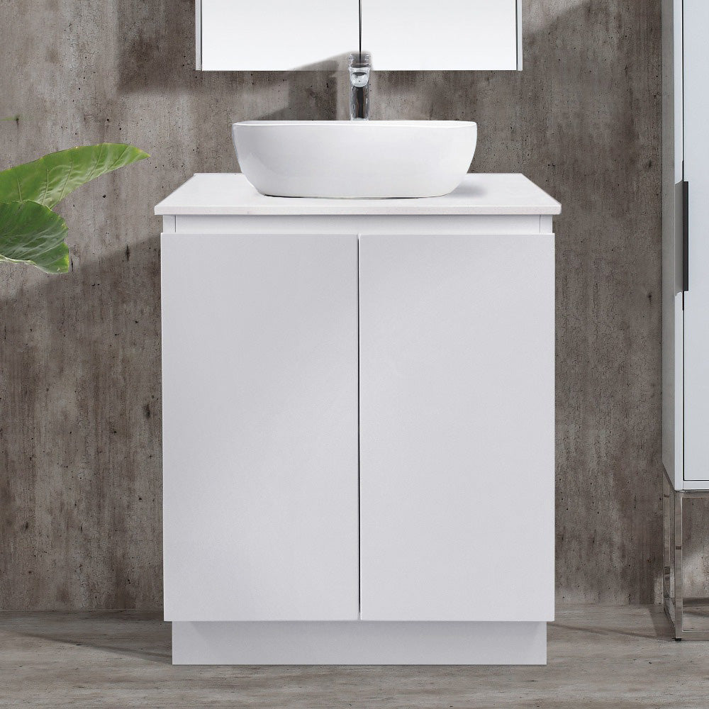 LUCA 60cm Bathroom Vanity Vanities & Mirrors Arova BLISS Speckled Stone Top CB1201N-Square Gloss White Basin 