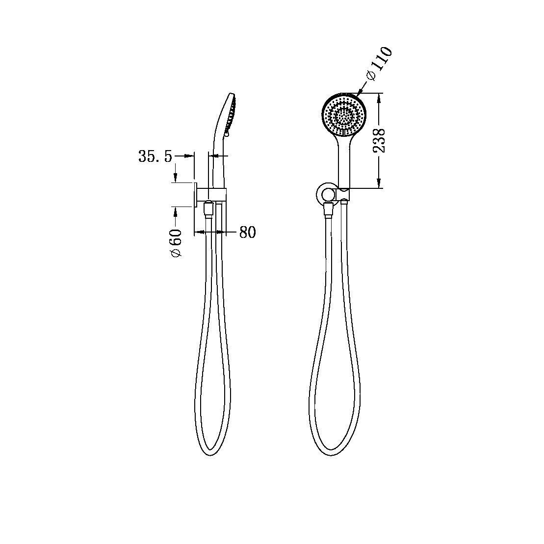 MECCA/ Dolce Shower Bracket with Air Shower Matte White YSW2219-05-MW Showers Nero 